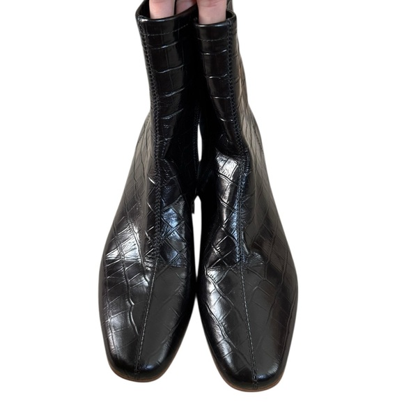 Shoemaker Queen Black Faux Croc Ankle Boots | Size 8 - Picture 2 of 7